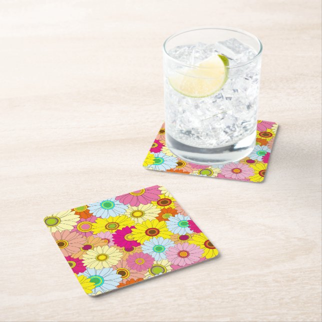 blommönster underlägg papper kvadrat (Insitu)