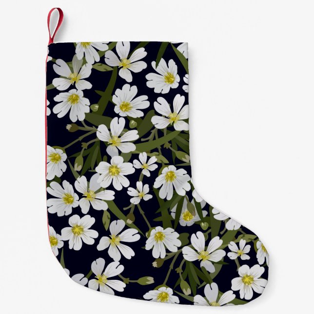 blommönster utan vintage med vitt fält  liten julstrumpa (Framsidan)