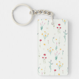 Blommönster Vår Blomster Akryl Nyckelring