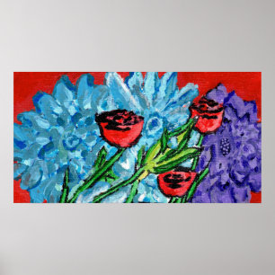 Blommönster, värdeaffisch  (halvblank) poster