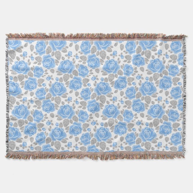 Blommönster. Vattenfärg ro /2 Filt (Framsidan)