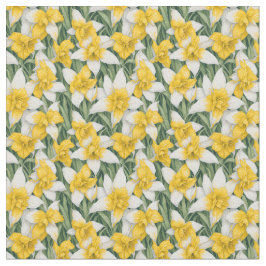 Blommönster - Vattenfärgade Daffodil Flowers Tyg