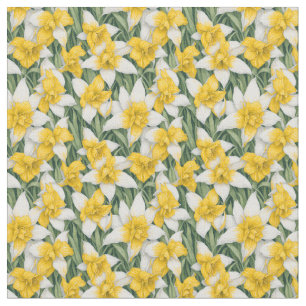 Blommönster - Vattenfärgade Daffodil Flowers Tyg