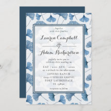 Blommönster Vattenskärg blå och vit Bröllop