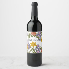 blommönster vinflaska etikett