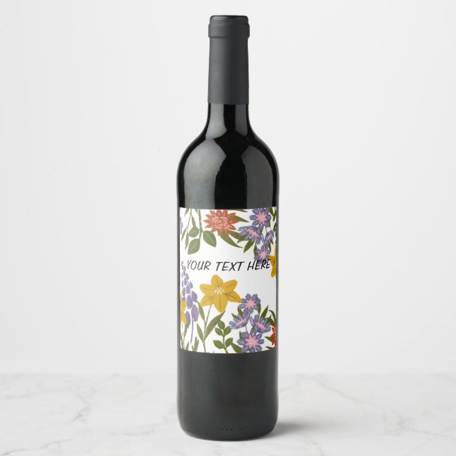 blommönster vinflaska etikett (Framsida)