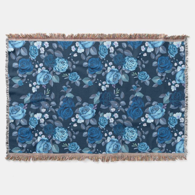 Blommönster Vintage blue ro Filt (Framsidan)