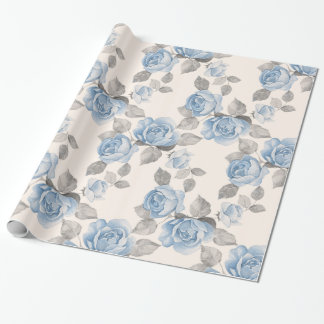 Blommönster. Vintage blue ro Presentpapper