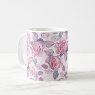 Blommönster. Vintage ro Kaffemugg