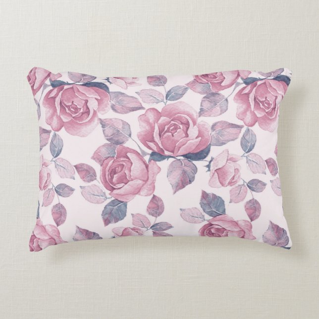 Blommönster. Vintage ro Prydnadskudde (Framsidan)