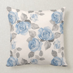 Blommönster. Vintageblåttro Kudde