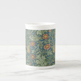 Blommönster William Morris Grönt Rosa Benporslin Mugg