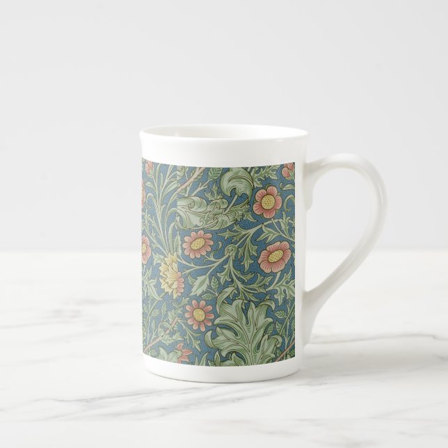Blommönster William Morris Grönt Rosa Benporslin Mugg (Höger)
