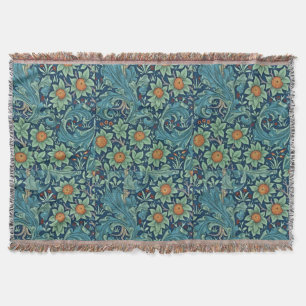 Blommönster William Morris Red Gult Blue Gree Filt