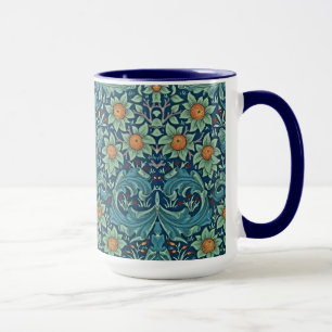 Blommönster William Morris Red Gult Blue Gree Mugg