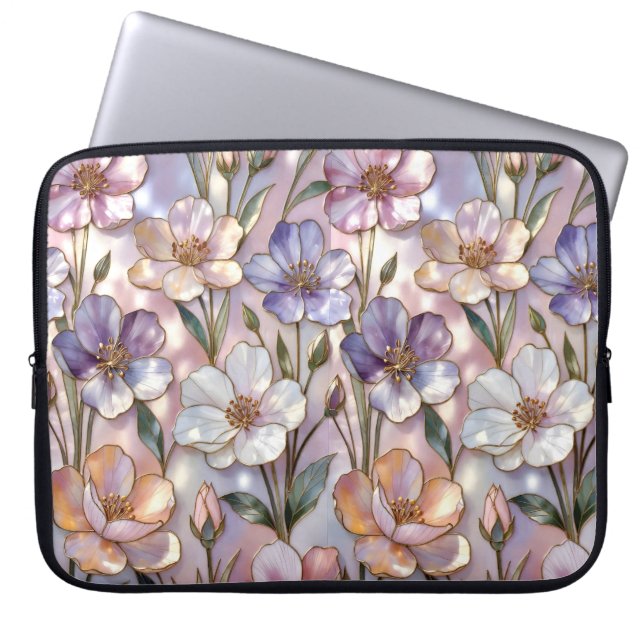 Blommönstrad laptopsleeve Blommönster Laptop Fodral (Framsidan)