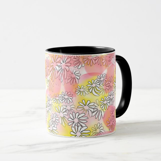 Blommönstrad mugg | Flerfärgad tusenskönadesign (Framsida höger)