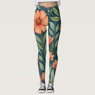 Blommönstrade baljväxter leggings