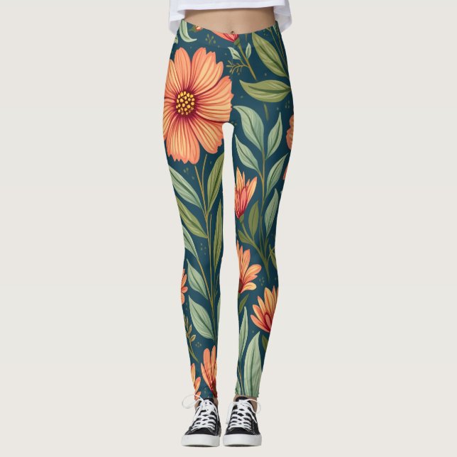Blommönstrade baljväxter leggings (Framsida)