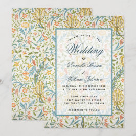 Blommönstrat bröllop Morris mönster elegant handsk Inbjudningar