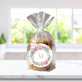 Blommönstrat monogram i akvarell – Personligt förn Runt Klistermärke