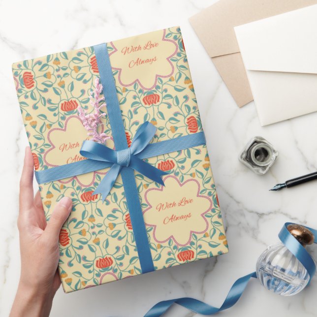 Blommönstrat presentpapper med kärlek alltid (Gifting)