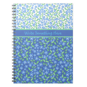 Blommönstren anpassningsbar Blue Periwinkles Ditsy Anteckningsbok Med Spiral