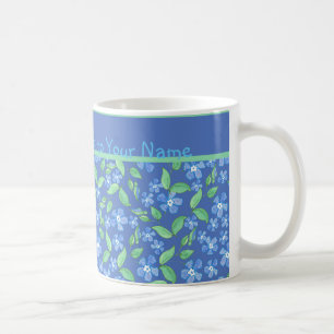 Blommönstren anpassningsbar Blue Periwinkles Ditsy Kaffemugg