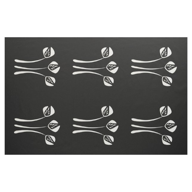 Blommönstret abstrakt Art Deco White Black Tyg (Yard)