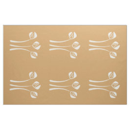 Blommönstret abstrakt Art Deco White Sand Camel Tyg