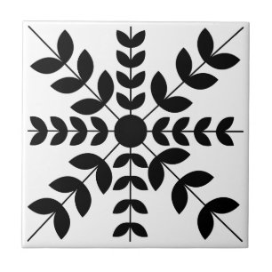 Blommönstret abstrakt Black and White Mandala Kakelplatta