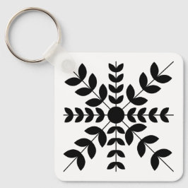 Blommönstret abstrakt Black and White Mandala Nyckelring