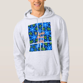 Blommönstret abstrakt blått hoodie