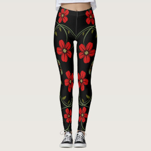 Blommönstret abstrakt Curl Grunge. Leggings