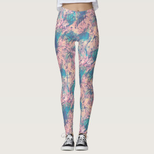 Blommönstret abstrakt Färgfyllning med vattenfärg Leggings