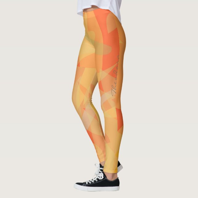 Blommönstret abstrakt Orange Leggings (Vänster)