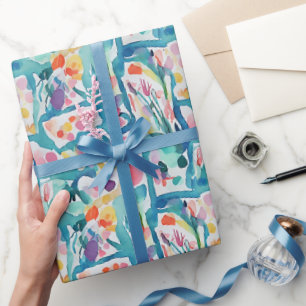 blommönstret abstrakt vattenfärg presentpapper