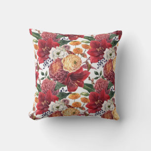 Blommönstret Amaryllis och Chrysanthemums Kudde