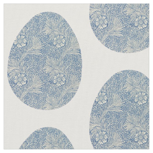 Blommönstret anka Egg Blue Traditional Greenery Tyg (Närbild)