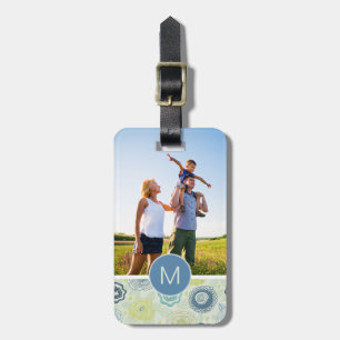 Blommönstret Anpassningsbar Foto och Monogram Cute Bagagebricka