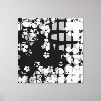 Blommönstret Art svart och vitt Canvastryck