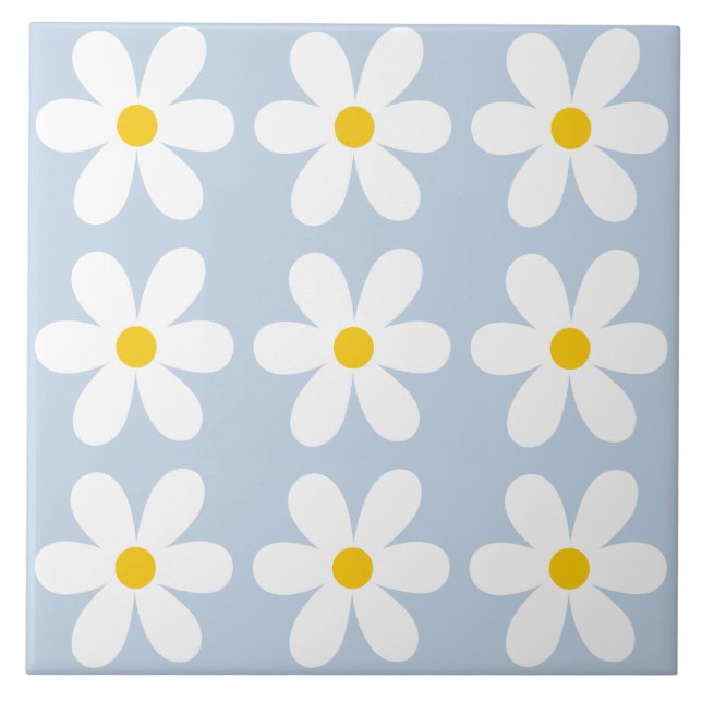 Blommönstret Återställ Daisy Kakelplatta (Framsidan)