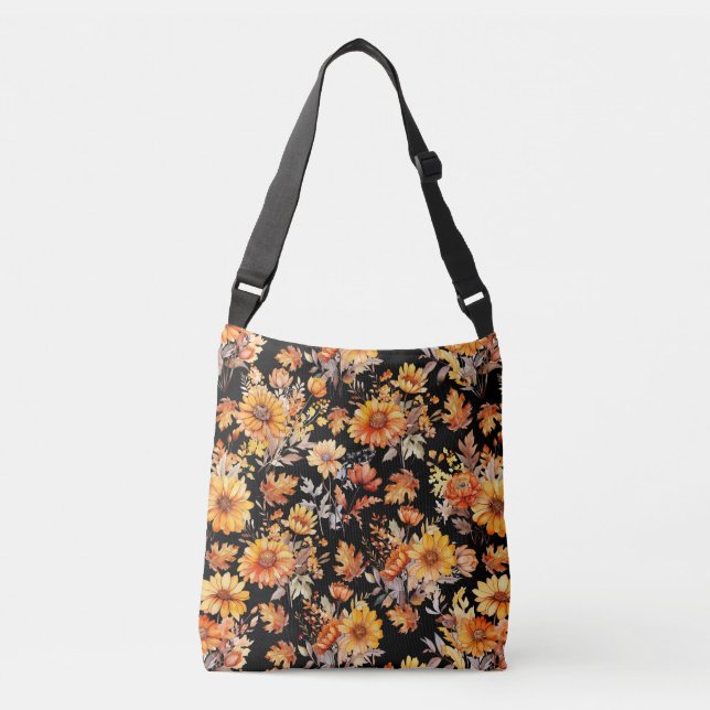 Blommönstret B01 Black BG hösten Axelväska (Framsida)
