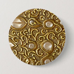 Blommönstret Baroque Stil har förstört Guld Knapp