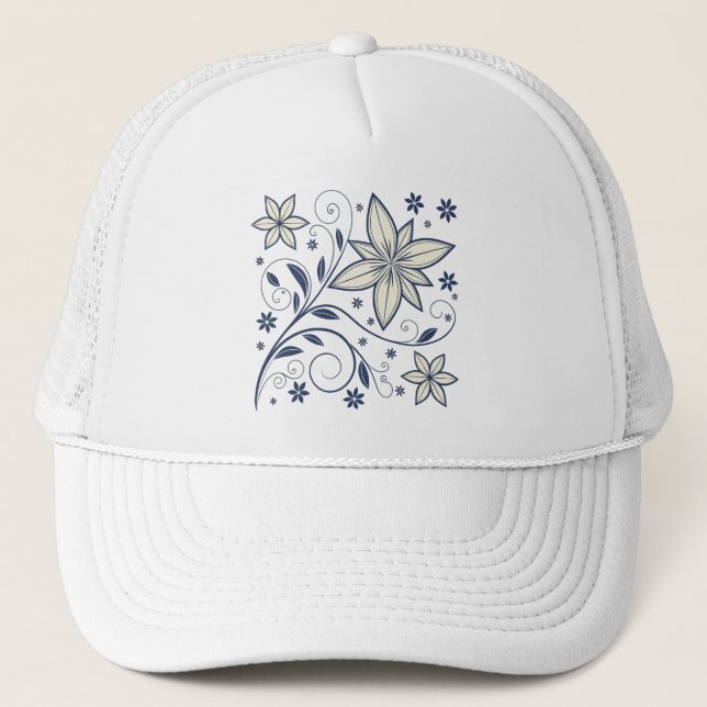 Blommönstret Blått elegant | Keps (Framsida)
