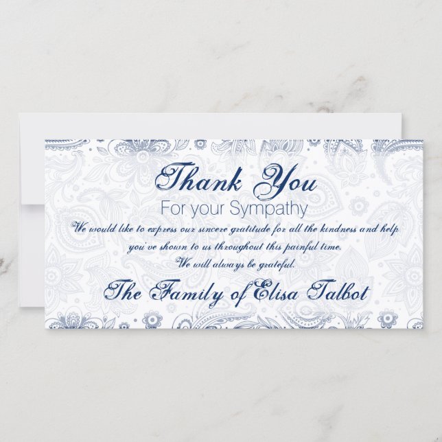 Blommönstret Blått Vintage Sympati Tack P (Framsida)