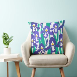 Blommönstret Blue Abstrakt Iris Kudde