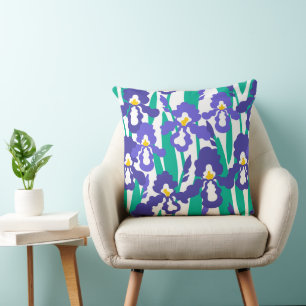 Blommönstret Blue Abstrakt Iris Kudde