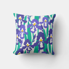 Blommönstret Blue Abstrakt Iris Kudde