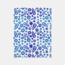 Blommönstret Blue China Hand plockade Fleecefilt